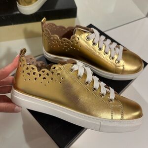 Twin Set leather gold sneakers